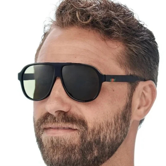 Gucci Men's GG0009S GG/0009/S 001 Black Retro Fashion Pilot Sunglasses 59mm - Picture 3 of 15